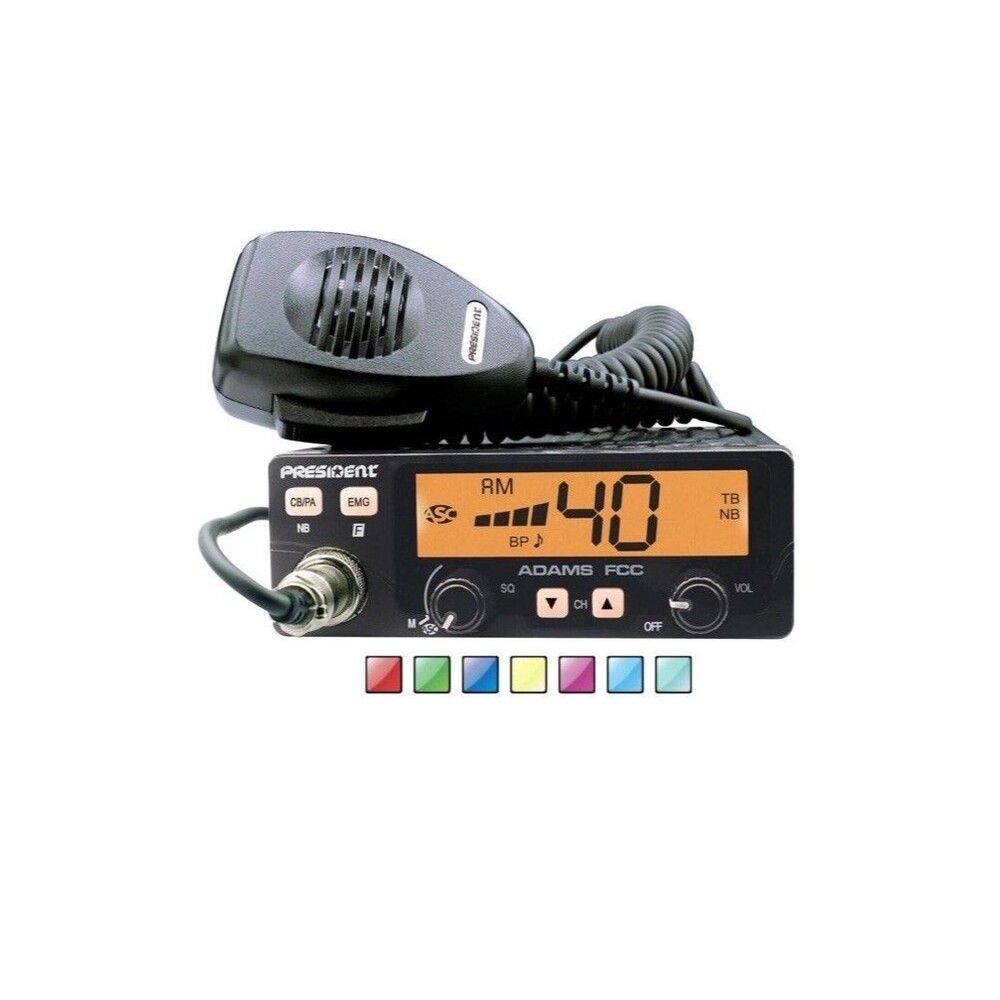 NEW President Adams FCC 40 Channel 12 Volt AM  CB Radio 7 LCD Color Display